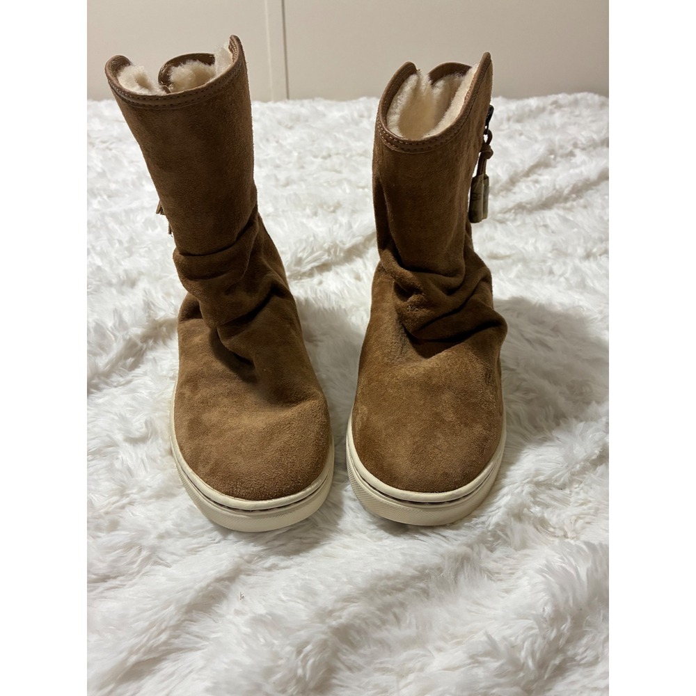 UGG Chestnut Suede Slouchy Tassel Zip Boots Womens 6